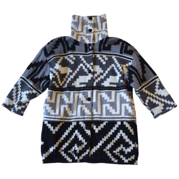 Vintage Reversible Wool Mohair Cocoon Jacket – Aztec Navajo Knit Pattern - Picture 1 of 10